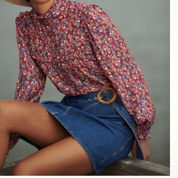 NWT Anthropologie Amata Apparel Mari Slim Denim Mini Skirt - Picture 2 of 9